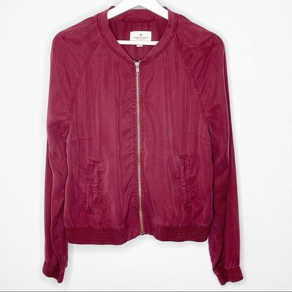 American Eagle Outfitters maroon zip up lightweight jacket - Picture 1 of 10